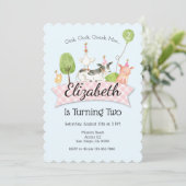 Meisjes Boerderij Barnyard 2e Verjaardagsfeestuitn Kaart (Staand voorkant)