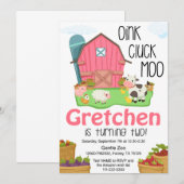 Meisjes boerderij dier 2e verjaardagsuitnodiging kaart (Voorkant / Achterkant)