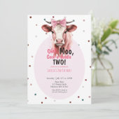 Meisjes Boerderij Dierlijke Koe Tweede Verjaardag  Kaart (Staand voorkant)