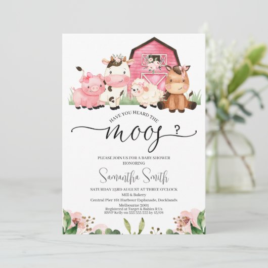 Meisjes Boerderij hebben je het Baby shower van de Kaart (Staand voorkant)