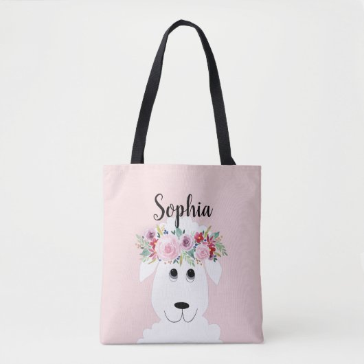 Meisjes Boerderij Lamb Whimsical Waterverf Sheep & Tote Bag (Voorkant)