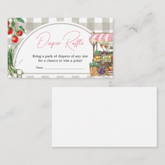 Meisjes boeren markt lokaal geteelde luier Raffle Informatiekaartje (Voorkant / Achterkant)