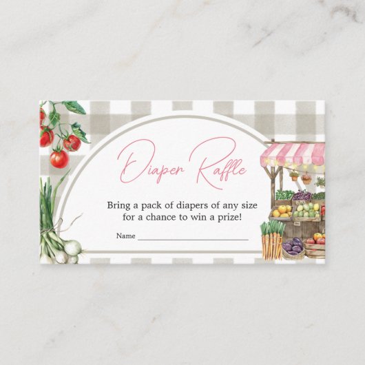 Meisjes boeren markt lokaal geteelde luier Raffle Informatiekaartje (Voorkant)