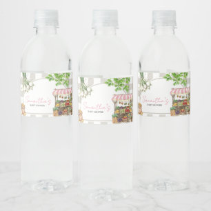 Meisjes boerenmarkt lokaal geteelde baby shower waterfles etiket