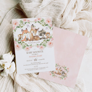Meisjes Boho Bloemige Bos Baby Shower Uitnodiging