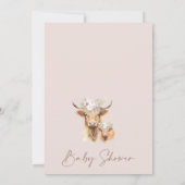 Meisjes Boho Floral Arch Highland Koe Baby shower Kaart (Achterkant)