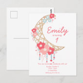 Meisjes Boho Maan Godin Verjaardagsuitnodiging Briefkaart (Voorkant / Achterkant)