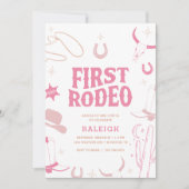 Meisjes Boho Retro Eerste Rodeo Cowgirl 1e verjaar Kaart (Voorkant)