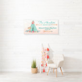 Meisjes Boho Stam TeePee Baby Shower Spandoek (Insitu)