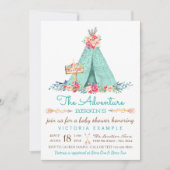 Meisjes Boho TeePee Baby Shower Uitnodigingen (Voorkant)