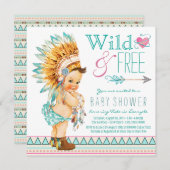 Meisjes Boho Tribal Baby shower Kaart (Voorkant / Achterkant)