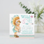 Meisjes Boho Tribal Baby shower Kaart (Staand voorkant)
