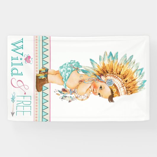 Meisjes Boho Tribal Baby shower Spandoek (Horizontaal)