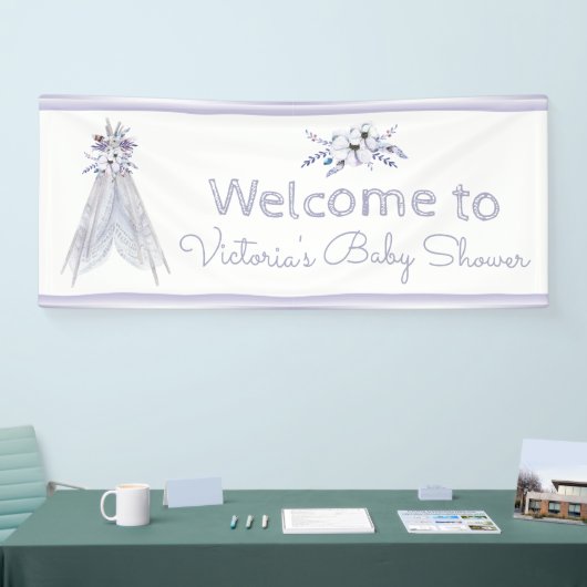 Meisjes Boho Tribal Teepee Baby shower Banner (Beurs)