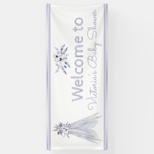 Meisjes Boho Tribal Teepee Baby shower Banner (Verticaal)