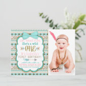 Meisjes Boho Tribal Wild One 1st Verjaardagsfeest Kaart (Staand voorkant)