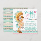Meisjes Boho Tribale Baby Shower Kaart (Voorkant / Achterkant)