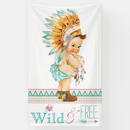Meisjes Boho Tribale Baby Shower Spandoek (Verticaal)
