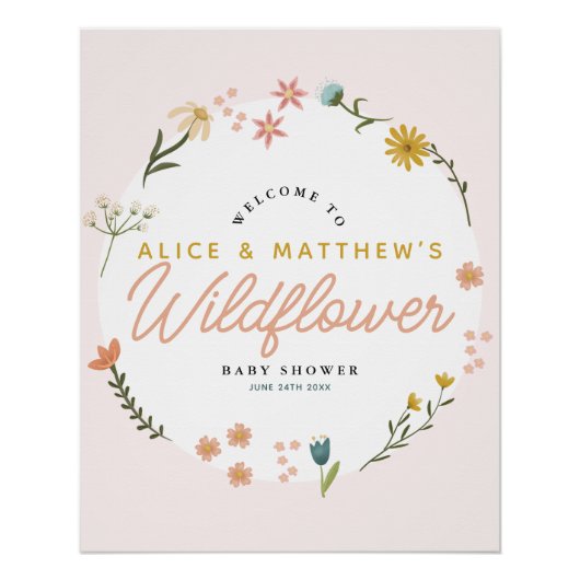 Meisjes Boho Wildflower Baby shower Welkomstbord Perfect Poster (Voorkant)