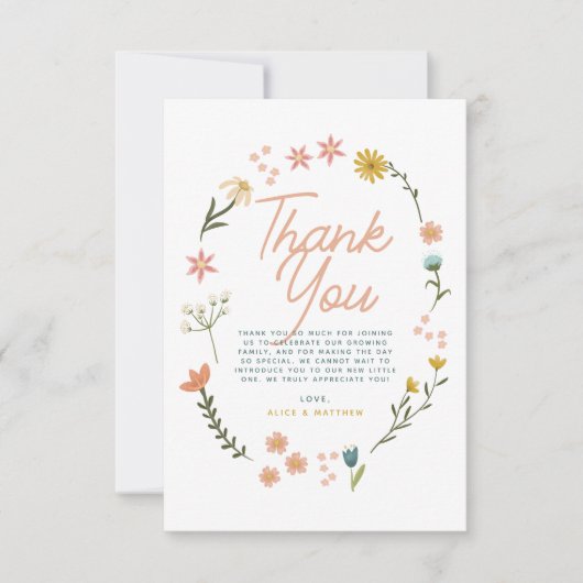 Meisjes Boho Wildflower Bedankt Baby shower (Voorkant)