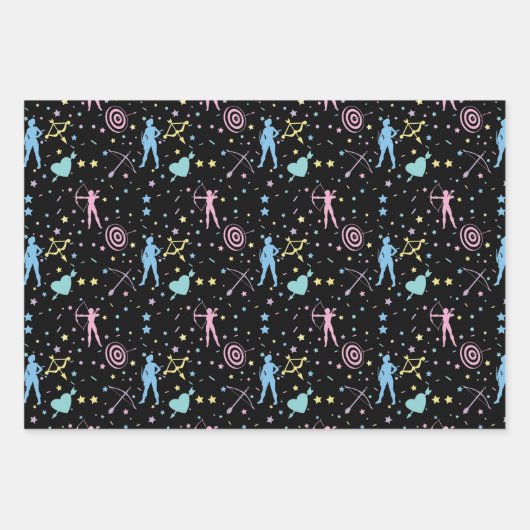 Meisjes Boogschieten - Girly Hearts Stars Archer Inpakpapier Vel (Voorkant 3)
