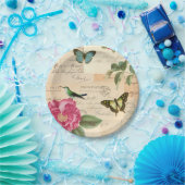 Meisjes borden met vogels en vlinders papieren bordje (Feest)