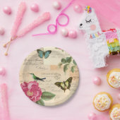 Meisjes borden met vogels en vlinders papieren bordje (Feest)