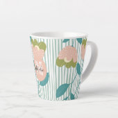 Meisjes botanisch Gepersonaliseerd blauw en roze e Latte Mok (Rechterhoek)