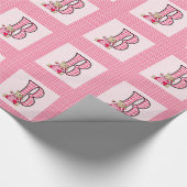 Meisjes Brief 'B' met Teddy Bear en Pink Gingham Cadeaupapier (Hoek)