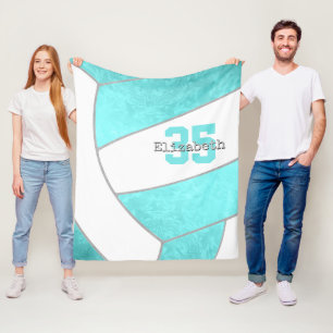Meisjes Bright turquoise volleybal gepersonaliseer Fleece Deken