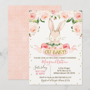 Meisjes Bunny Rabbit Baby shower Kaart