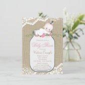 Meisjes Burlap Mason Jar Baby shower Kaart (Staand voorkant)