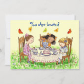 Meisjes & Butterflies Tea Invitation ~ EZ to Alter Kaart (Voorkant)