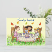 Meisjes & Butterflies Tea Invitation ~ EZ to Alter Kaart (Staand voorkant)