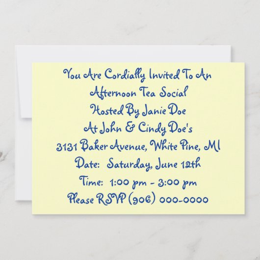 Meisjes & Butterflies Tea Invitation ~ EZ to Alter Kaart (Achterkant)