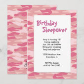 Meisjes Camo Pink Birthday Sleepover Invitation Kaart (Voorkant / Achterkant)