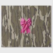 Meisjes Camo Pink Ribbon Bow Bottomland Camo Cadeaupapier (Vlak)