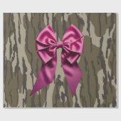 Meisjes Camo Pink Ribbon Bow Bottomland Camo Cadeaupapier (Vlak)
