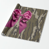 Meisjes Camo Pink Ribbon Bow Bottomland Camo Cadeaupapier (Uitgerold)