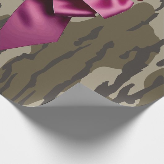 Meisjes Camo Pink Ribbon Bow Bottomland Camo Cadeaupapier (Hoek)