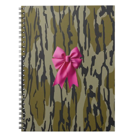 Meisjes Camo Pink Ribbon Bow Bottomland Camo Notitieboek (Voorkant)