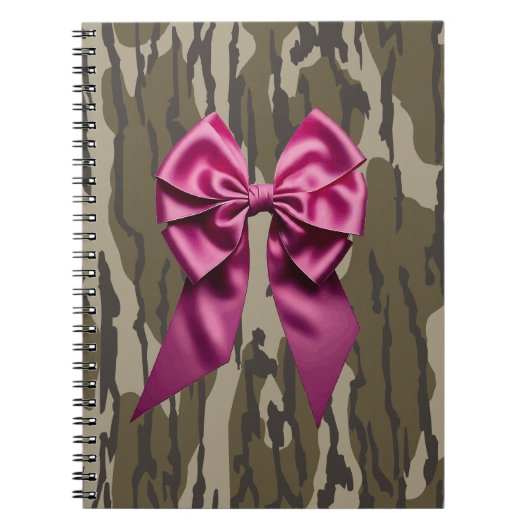 Meisjes Camo Pink Ribbon Bow Bottomland Camo Notitieboek (Voorkant)