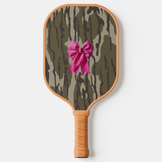 Meisjes Camo Pink Ribbon Bow Bottomland Camo Pickleball Paddle (Voorkant)