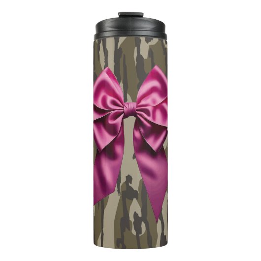 Meisjes Camo Pink Ribbon Bow Bottomland Camo Thermosbeker (Voorkant)