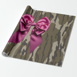 Meisjes Camo Roze Lint Boog Onder Lands Camo Cadeaupapier