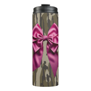 Meisjes Camo Roze Lint Boog Onder Lands Camo Thermosbeker