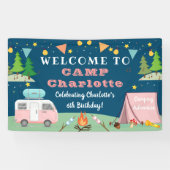 Meisjes Camping Birthday Camp Out Party Welcome Spandoek (Horizontaal)