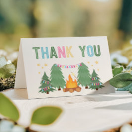 Meisje's Camping Gevouwen Dank u Kaarten