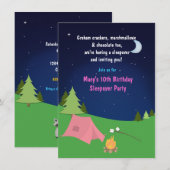 Meisjes Camping Sleepover Birthday Party Invitatio Kaart (Voorkant / Achterkant)
