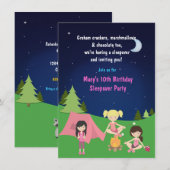 Meisjes Camping Sleepover Birthday Party Invitatio Kaart (Voorkant / Achterkant)